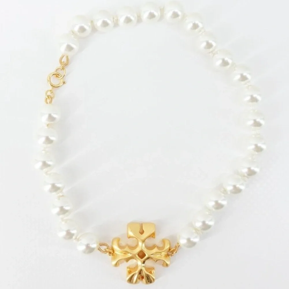 🎁 Tory Burch • Pearl and Gold Roxanne T Necklace NWT $228
